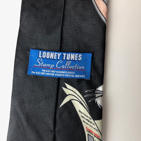 EUC Looney Tunes Bugs Bunny Black Neck Tie - Picture 3 of 4